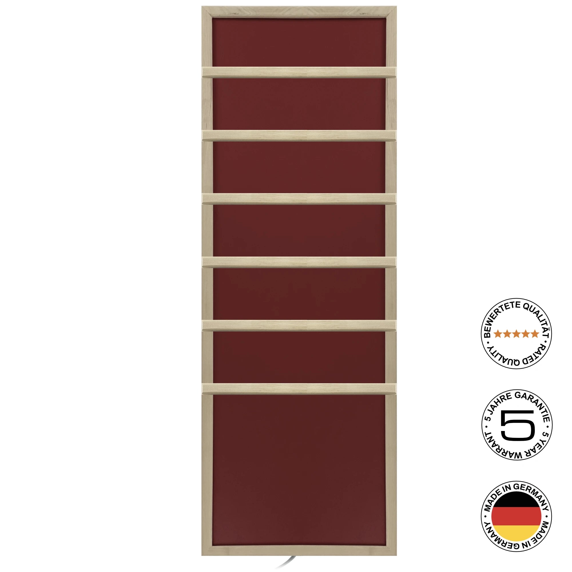 Infrarot-Wärmeplatte Sauna P1 Bordo mit Rückenlehne von artvion® für Ihre Sauna und Gesundheit. Gute Geräte-Qualität aus Deutschland, 5 Jahre Garantie.