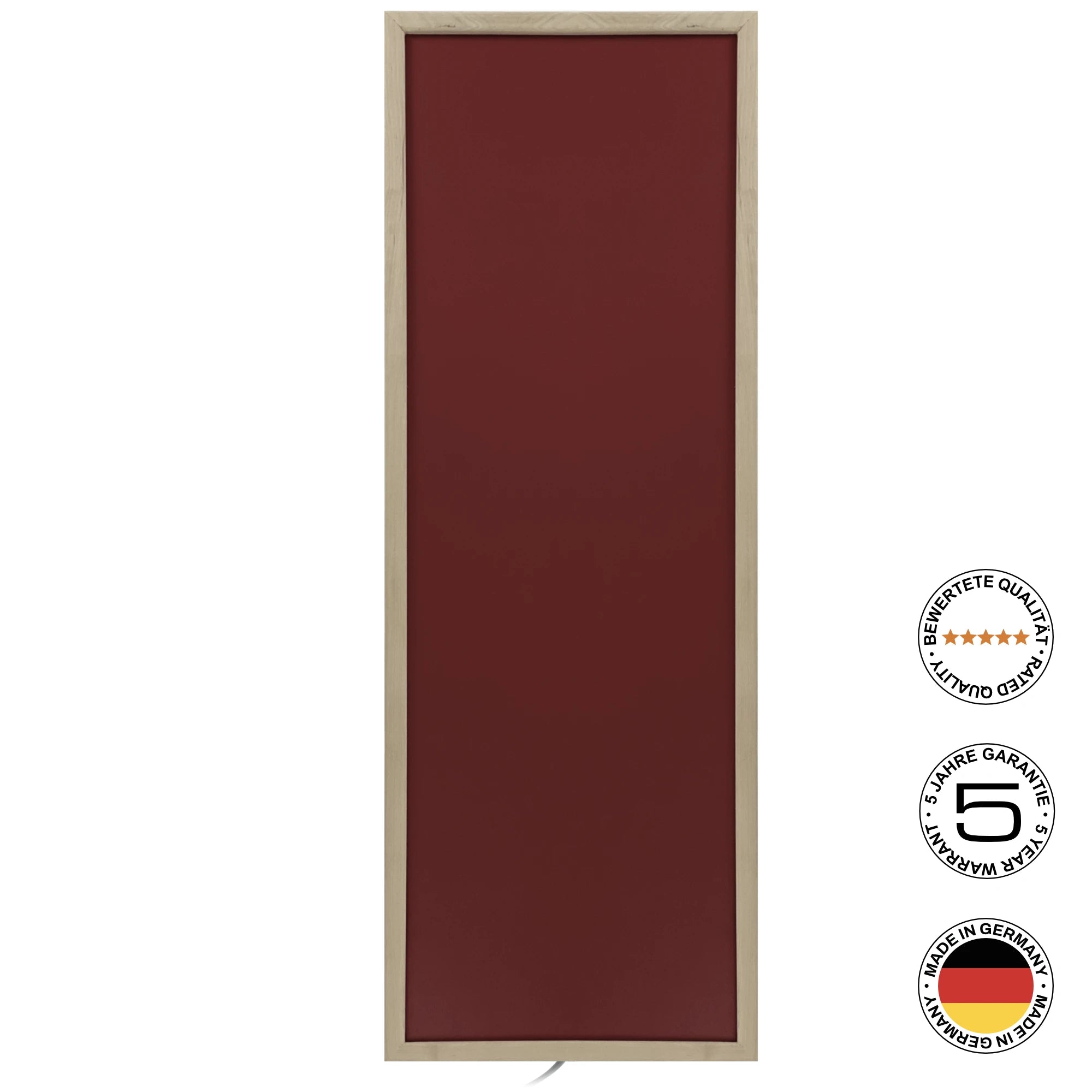 Infrarot-Wärmeplatte Sauna P1 Bordo mit Holzrahmen von artvion® für Ihre Sauna und Gesundheit. Gute Geräte-Qualität aus Deutschland, 5 Jahre Garantie.